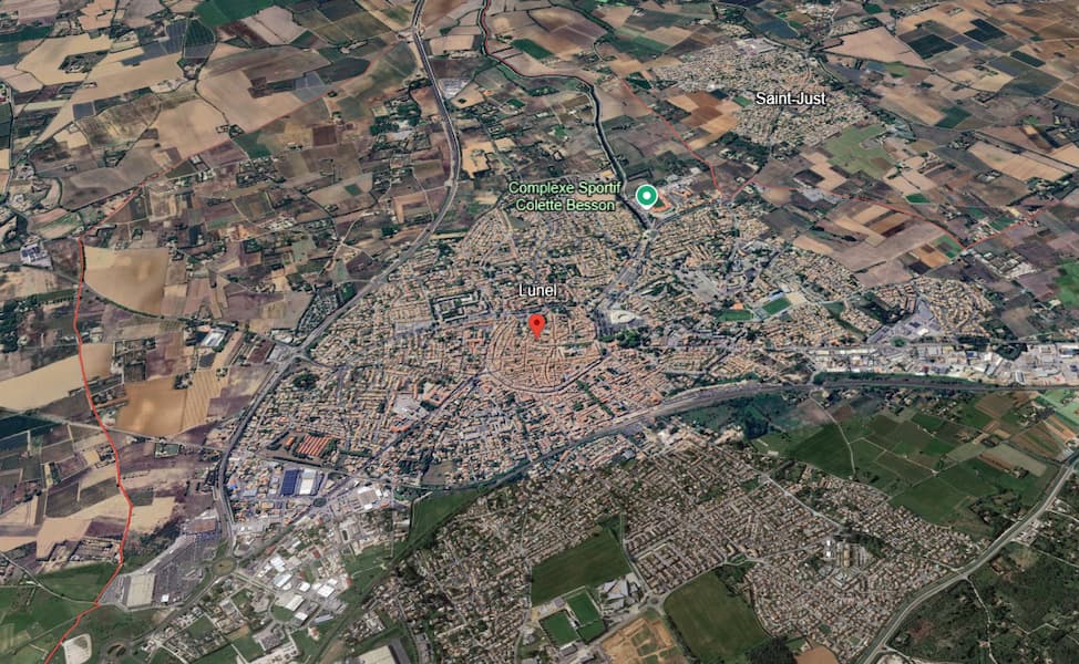 photo satellite de la ville de lunel